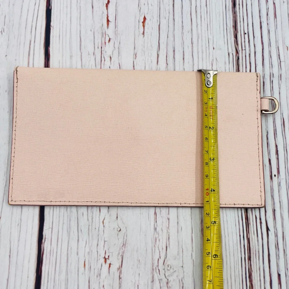 Dooney & Bourke Pink Textured Leather Envelope Clutch Wallet‎ Gold Tone Hardware